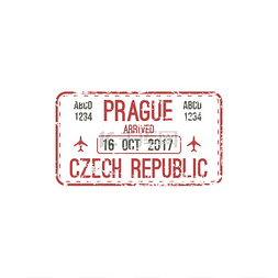 移民图片_捷克共和国布拉格的抵达邮票在护