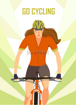 女子赛车山骑自行车的人海报