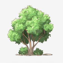 卡通教室图片_卡通风格植物树木
