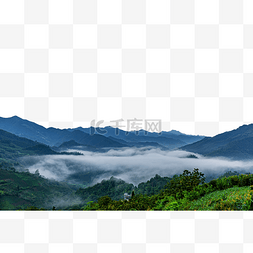 大山图片_山区流動云海景色大山树林