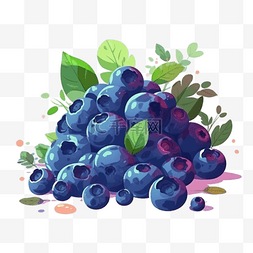 蓝莓手绘图片_卡通手绘夏季水果蓝莓