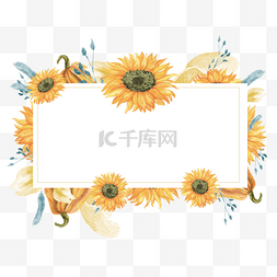 花瓣手绘边框图片_向日葵边框长方形