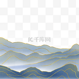 中国风鎏金水墨金线山水国潮风景