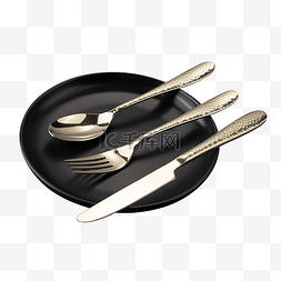 刀叉图片_勺子餐具金色刀叉
