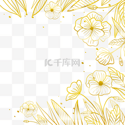 线描的金色花卉边框