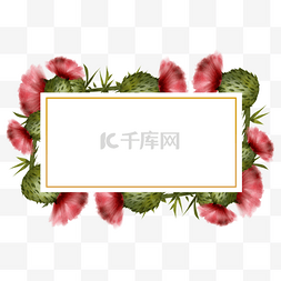 创意贺卡装饰图案图片_蓟花卉水彩红色长方形边框