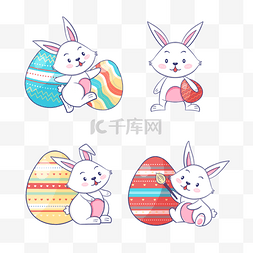 彩蛋组合图片_可爱兔子和复活节彩蛋