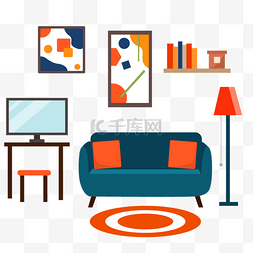 客厅房间起居室扁平风格圆圈地毯