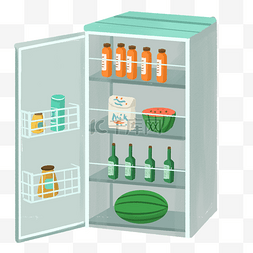 敞开的冰箱图片_电器冰箱食物
