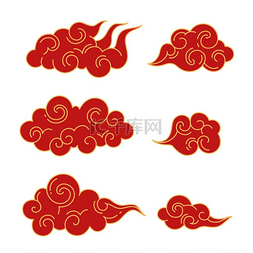 节日和装饰图片_中国东方卷云传统的装饰曲线云红