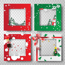 圣诞边框照片设计集、透明度、矢
