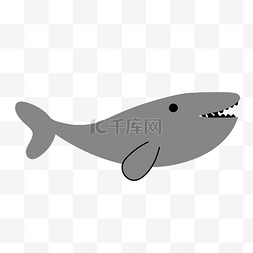 可爱卡通鲸鱼图片_灰色鲸鱼卡通创意图形