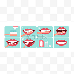 cleaning图片_Teeth cleaning instruction concept flat carto