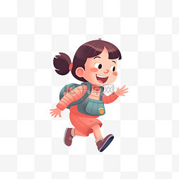 卡通可爱跑步的粉色女孩