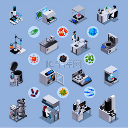 微生物学等距实验室设备集，用于