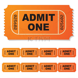 入场券图标图片_橙色插图的入场券一张入场一张票
