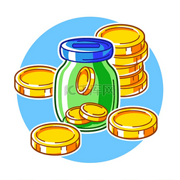 赚现金图片_带有货币项目的银行插图商业和金