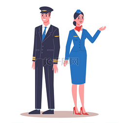 空姐图片_身着制服的飞行员和空姐的矢量干