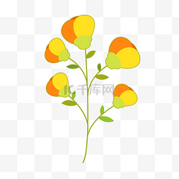 橙黄花瓣卡通春天花朵