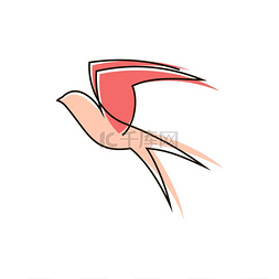 燕子剪影孤立飞鸟在粉红色的颜色