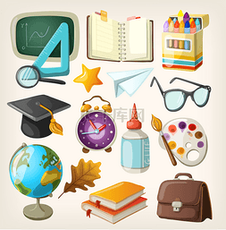 books图片_Set of school items. Back to school