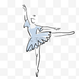 抽象线条画女性芭蕾舞浅蓝色