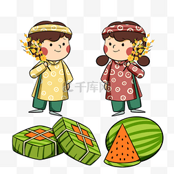 彩色越南春节节日人物