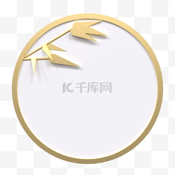 中国风边框图片_3D立体中国风边框金属质感竹子背