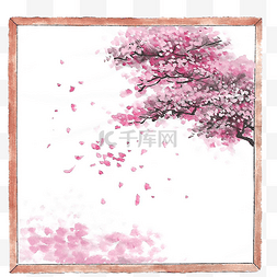 中国风图片_水墨粉色桃花边框