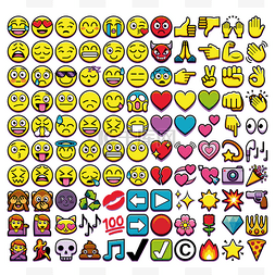 白色背景上分离出的不同 110 Emojis 