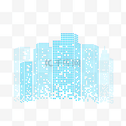 蓝色抽象色块组合城市建筑