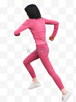 粉色服装跑步女孩