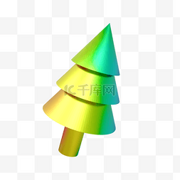 圣诞圣诞节3DC4D酸性黄绿色圣诞树