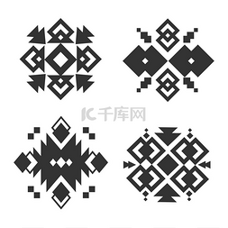 白色几何图片_部落饰品抽象的民族黑色轮廓装饰