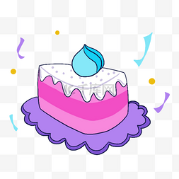 卡通防守图片_蓝紫色系生日组合美味蛋糕图案