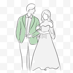 新娘线条图片_婚姻抽象线条婚礼