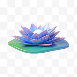 蓝色C4D立体中秋花灯