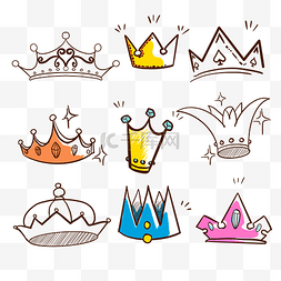 简单线条画风格宝石王冠涂鸦