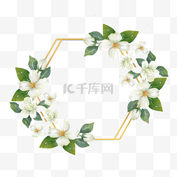 创意请柬背景图片_茉莉花卉水彩植物边框