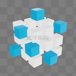 3DC4D立体蓝白色正方形