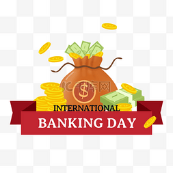 国际银行日图片_红色飘带钱袋国际银行日