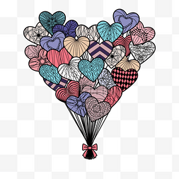 可爱的心形装饰图片_心形气球束浪漫曼陀罗禅绕画