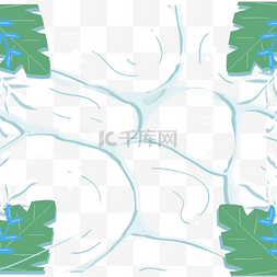 抽象水波纹图片_水波纹装饰绿色叶子抽象植物边框