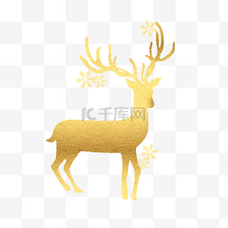 雪花麋鹿图片_圣诞金色麋鹿