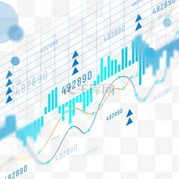 科技渲染图片_股票市场走势图分析蓝色箭头