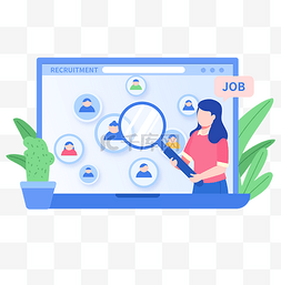放大镜图片_网络在线招聘招人