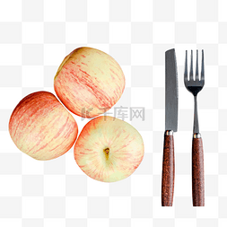 刀叉红富士苹果食物