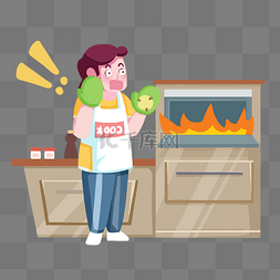 冒烟动画gif图片_炸厨房烤箱着火冒烟