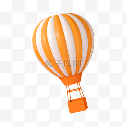 漂浮的拼接碎片图片_橙色卡通3D立体热气球
