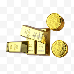 硬币钱币黄金货币金条堆